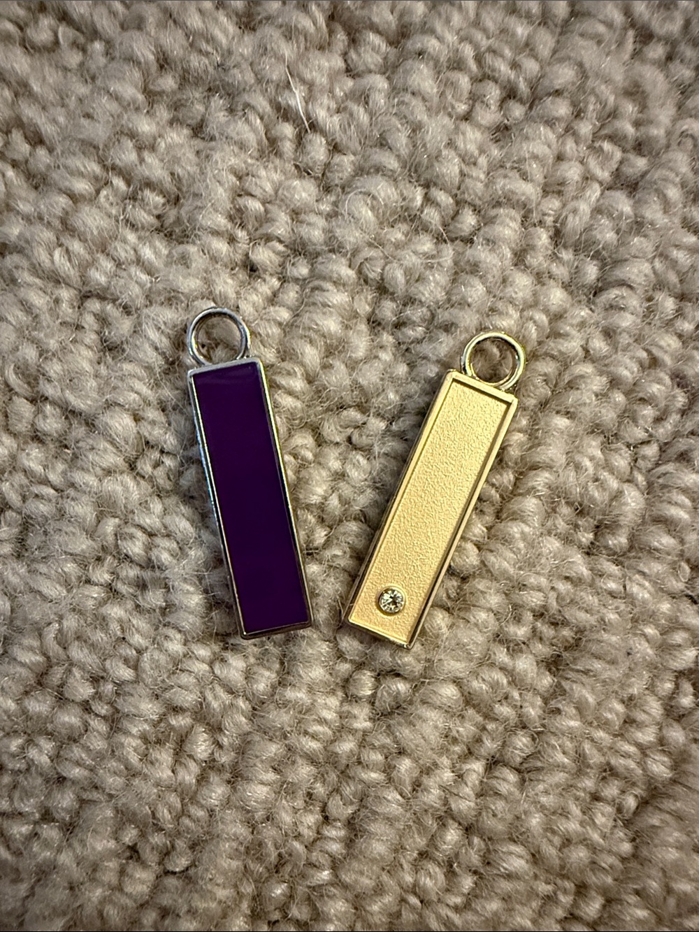 Weight watchers Gold and Purple Rectangular Charms